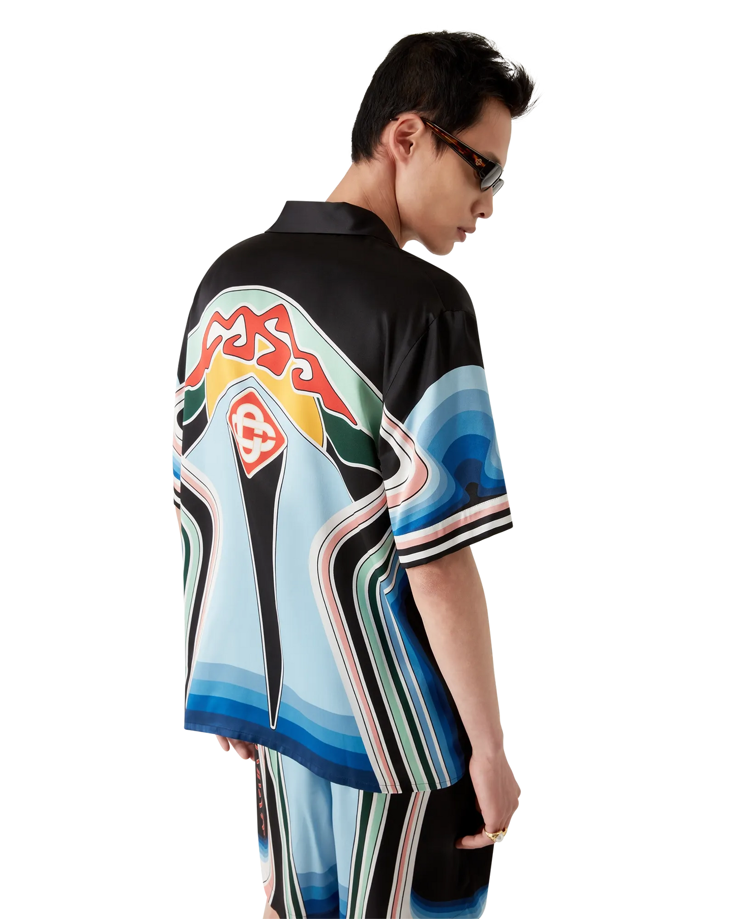 Graphic Mountain Short Sleeve Silk Shirt