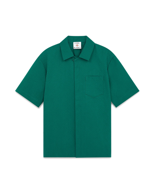 Cotton Monogram Short Sleeve Jacquard Shirt
