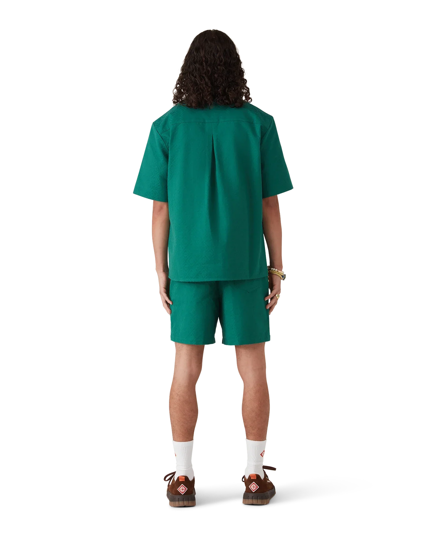 Cotton Monogram Short Sleeve Jacquard Shirt