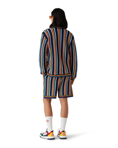 Crochet Long Sleeve Stripe Shirt