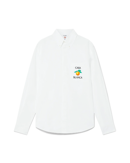 Embroidered Orange Oxford Shirt