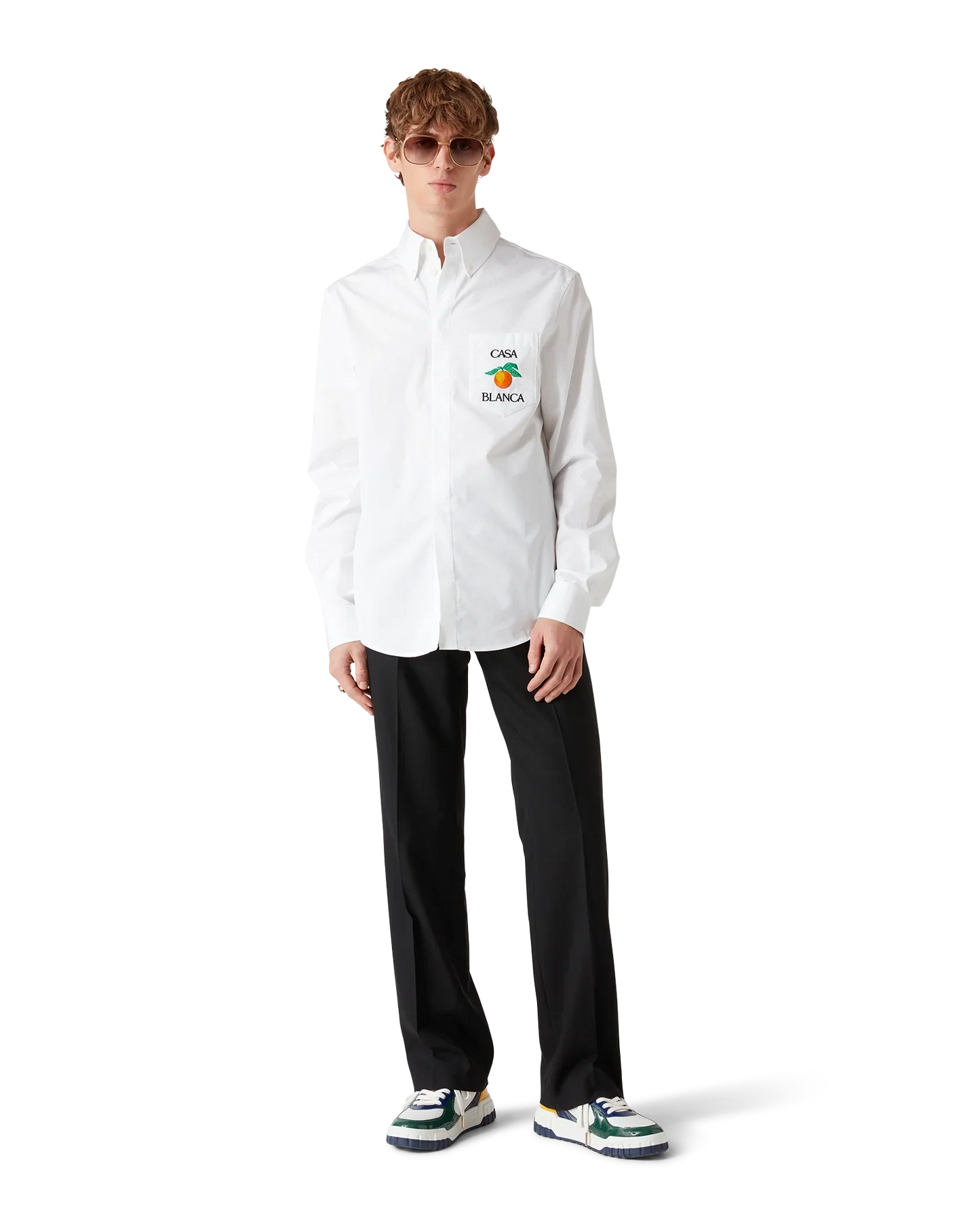 Embroidered Orange Oxford Shirt