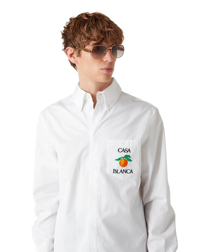 Embroidered Orange Oxford Shirt