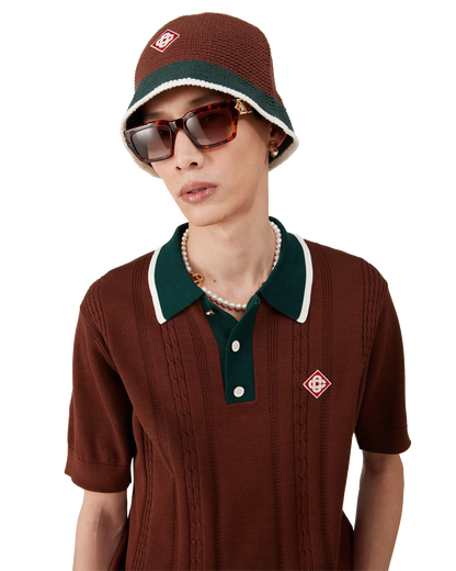 Cable Knit Oversized Polo Shirt