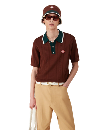 Cable Knit Oversized Polo Shirt