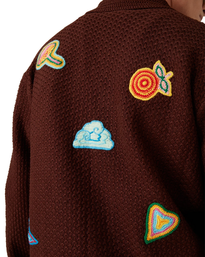 Motif Long Sleeve Crochet Shirt