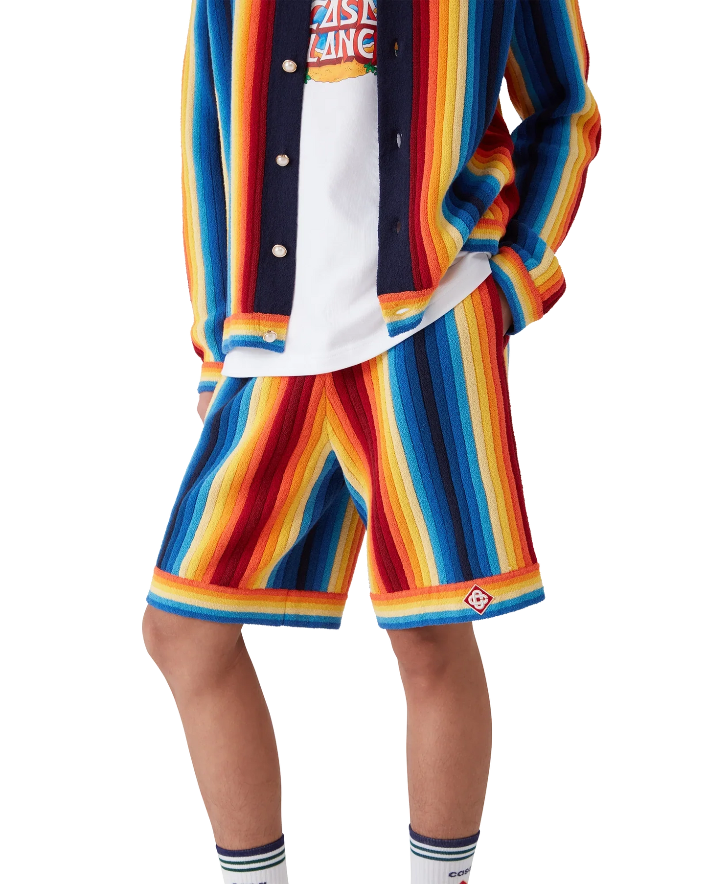 Gradient Stripe Towelling Shorts