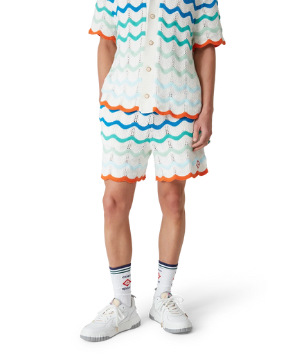 Gradient Wave Crochet Shorts