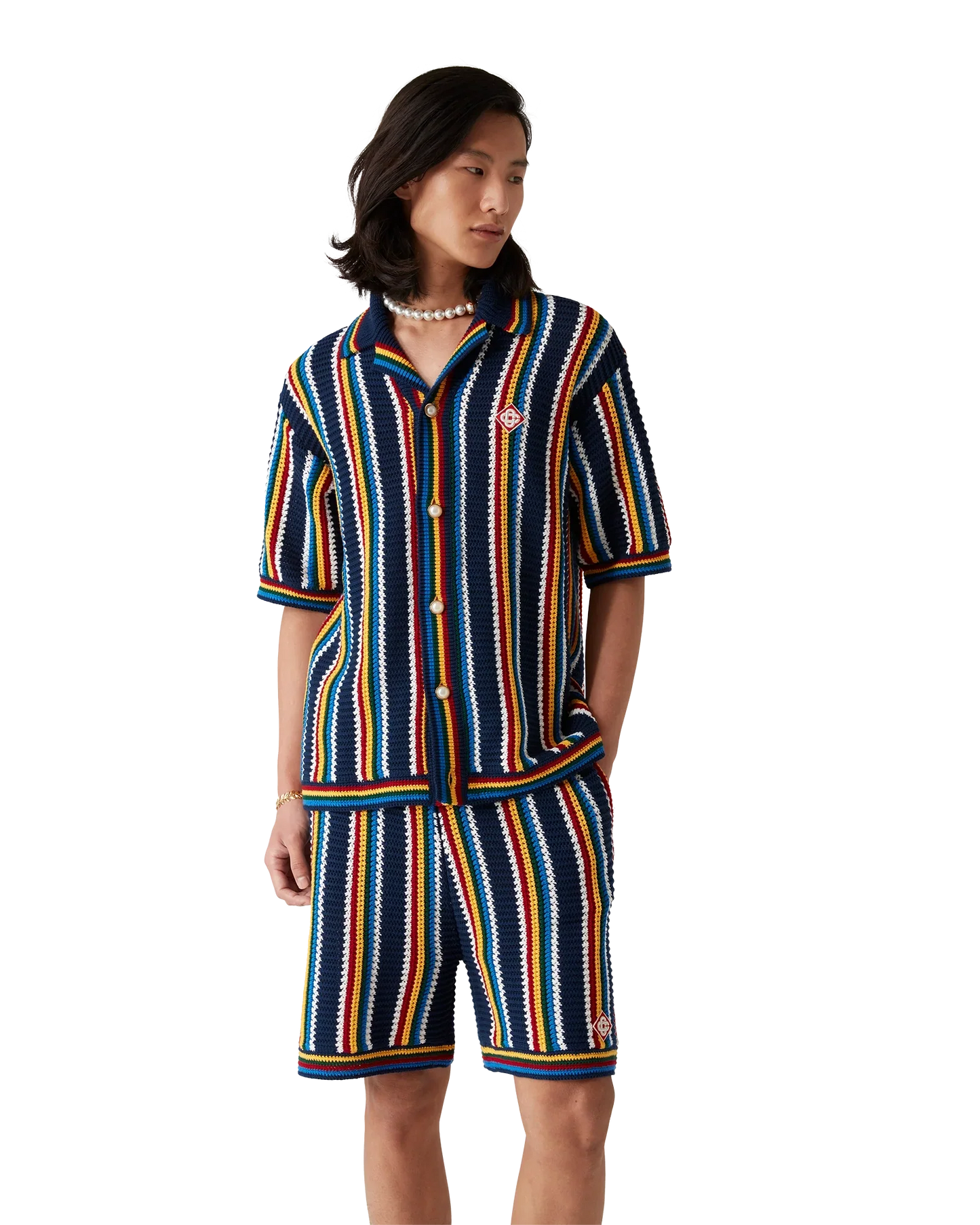 Crochet Short Sleeve Stripe Shirt