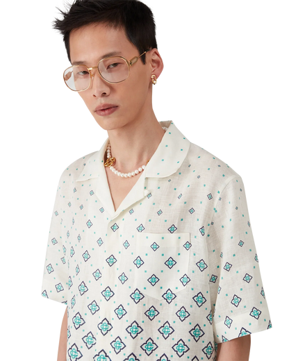 Gradient Monogram Short Sleeve Linen Shirt