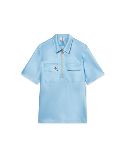Satin Quarter Short Sleeve Zip Shirt