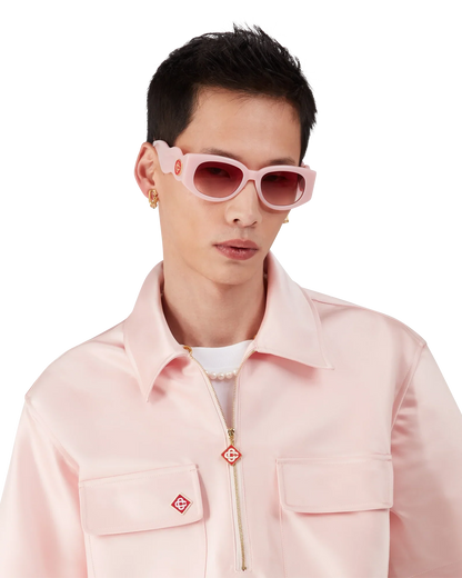 Satin Quarter Short Sleeve Zip Shirt