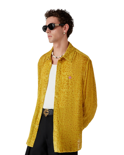 Floral Devoré Long Sleeve Silk Shirt