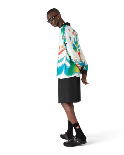 Flame Laurel  Long Sleeve Silk Twill Shirt