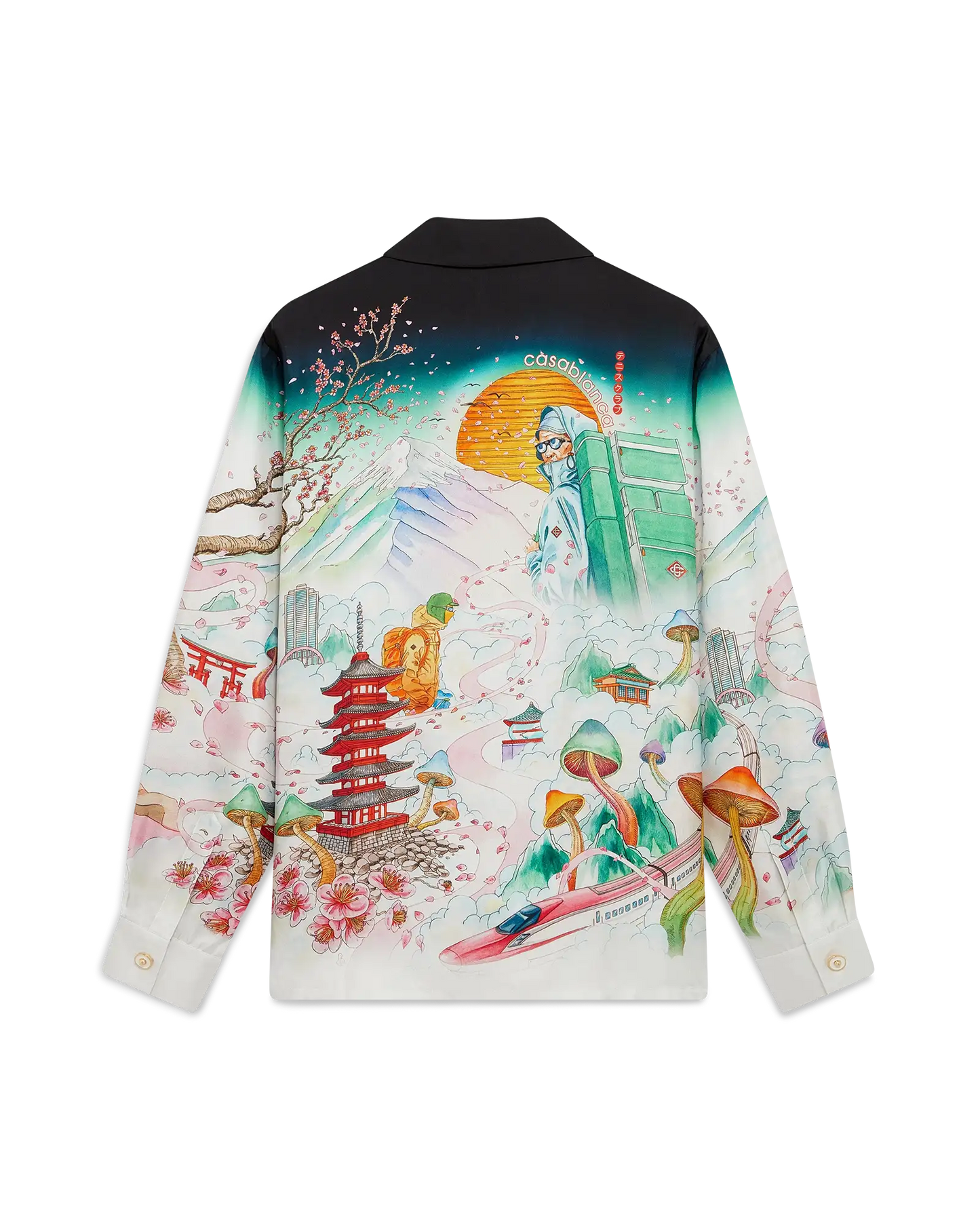 Flowers Long Sleeve Silk Twill Shirt