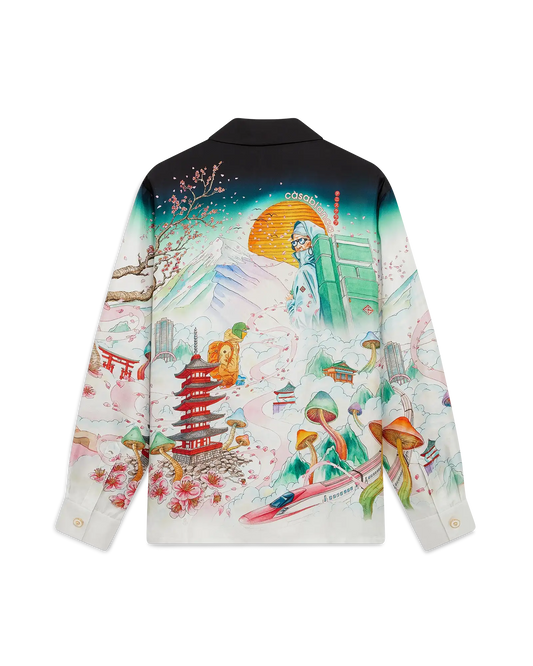 Flowers Long Sleeve Silk Twill Shirt