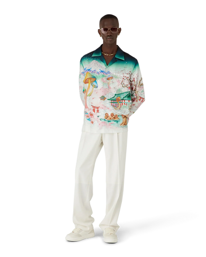 Flowers Long Sleeve Silk Twill Shirt
