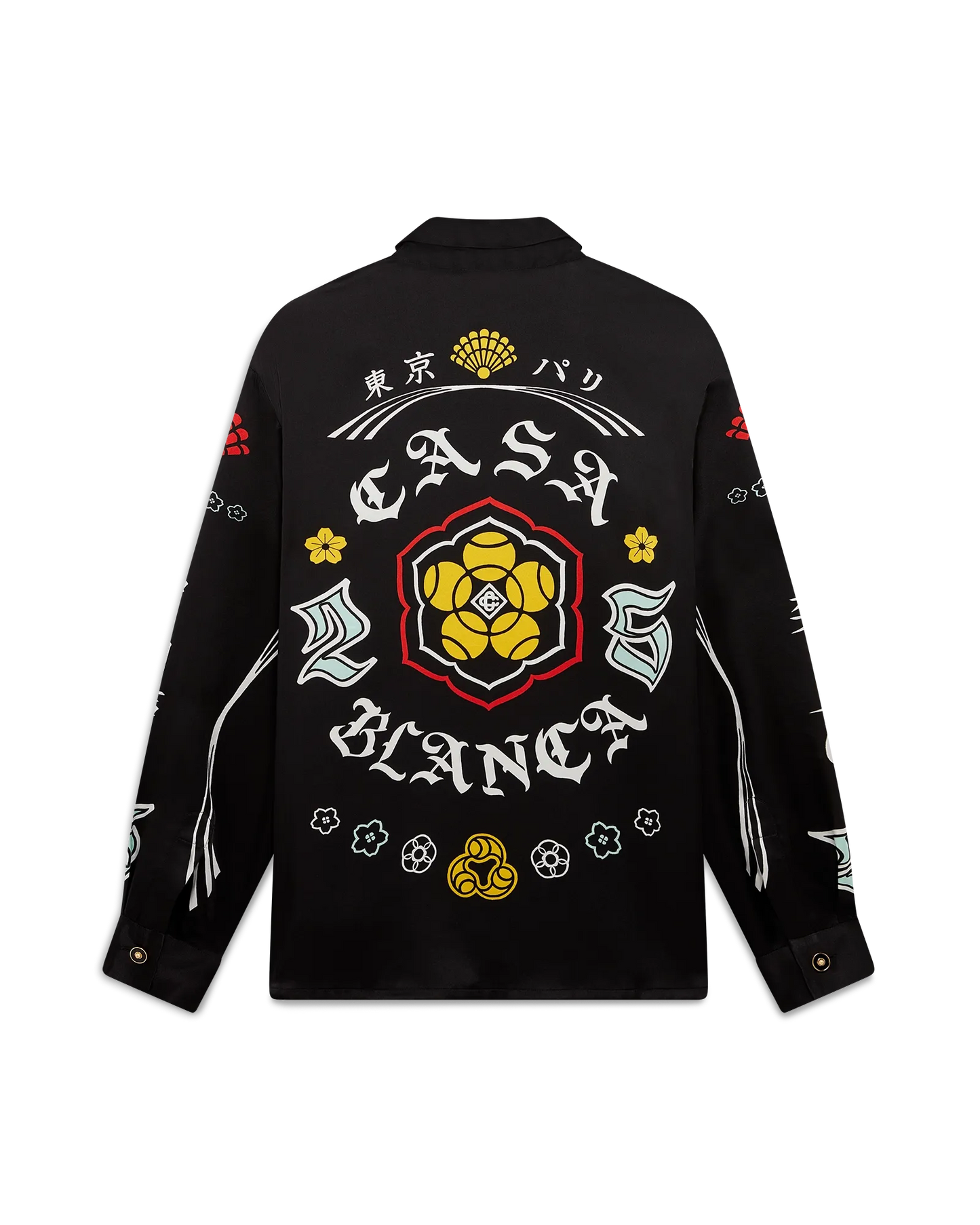 Emblem Long Sleeve  Silk Satin Shirt