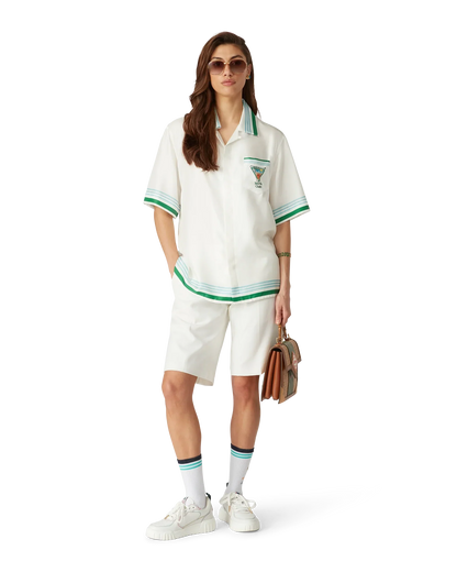 Metaphysical Tennis Icon Short-Sleeve Silk Shirt