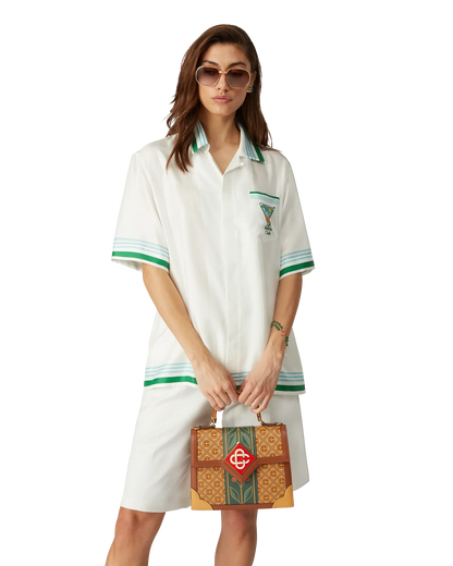 Metaphysical Tennis Icon Short-Sleeve Silk Shirt