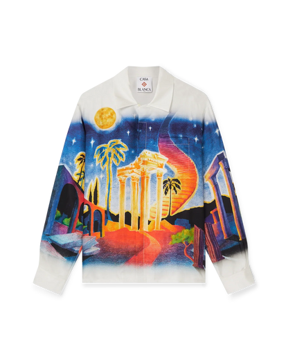 Midnight Acropolis Silk Long Sleeve Shirt
