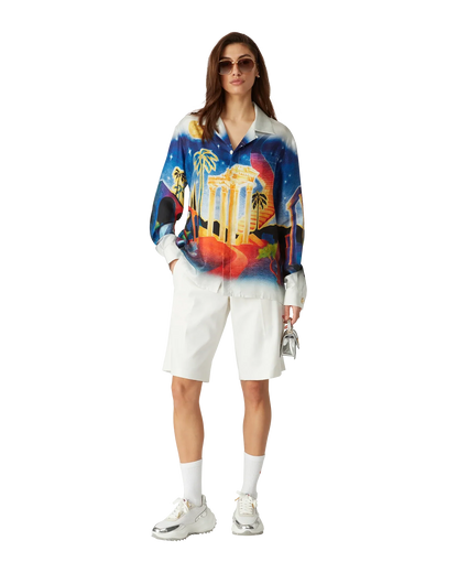 Midnight Acropolis Silk Long Sleeve Shirt