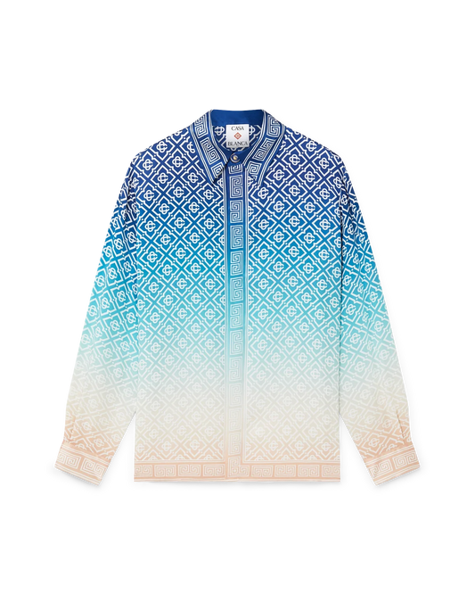 Jacquard Gradient Silk Long Sleeve Shirt