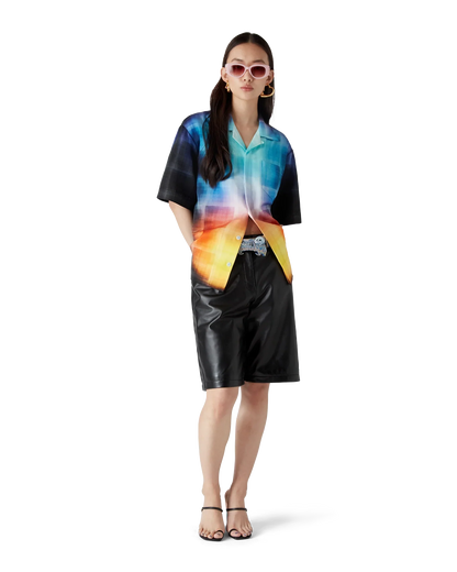 Gradient Check Viscose Blend Short Sleeve Shirt