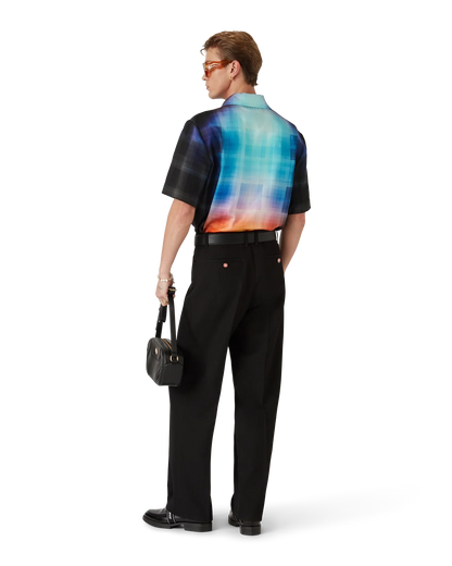 Gradient Check Viscose Blend Short Sleeve Shirt