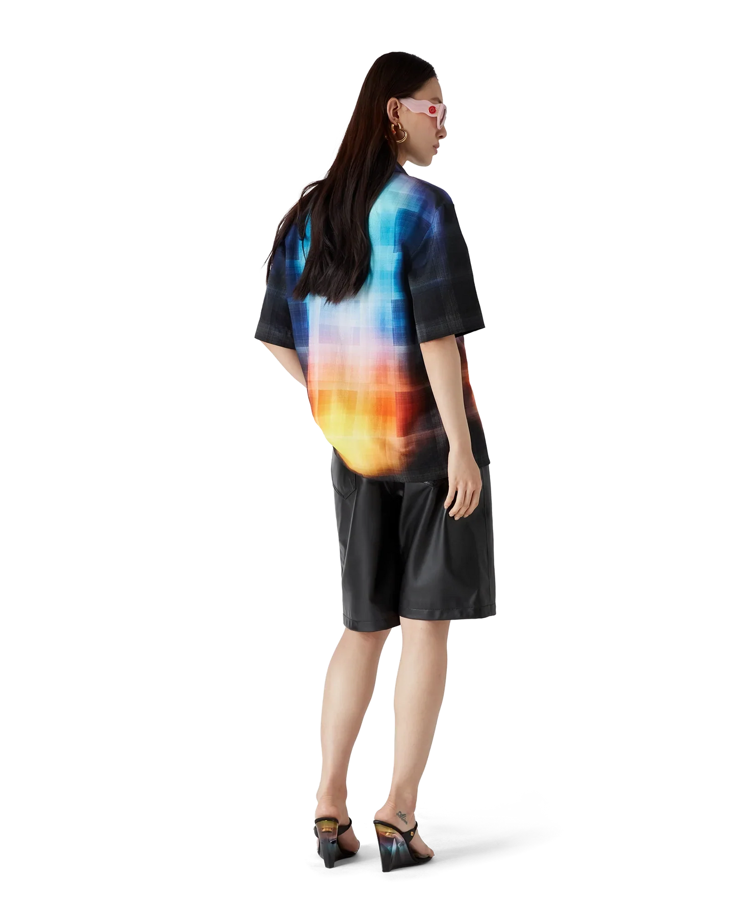 Gradient Check Viscose Blend Short Sleeve Shirt