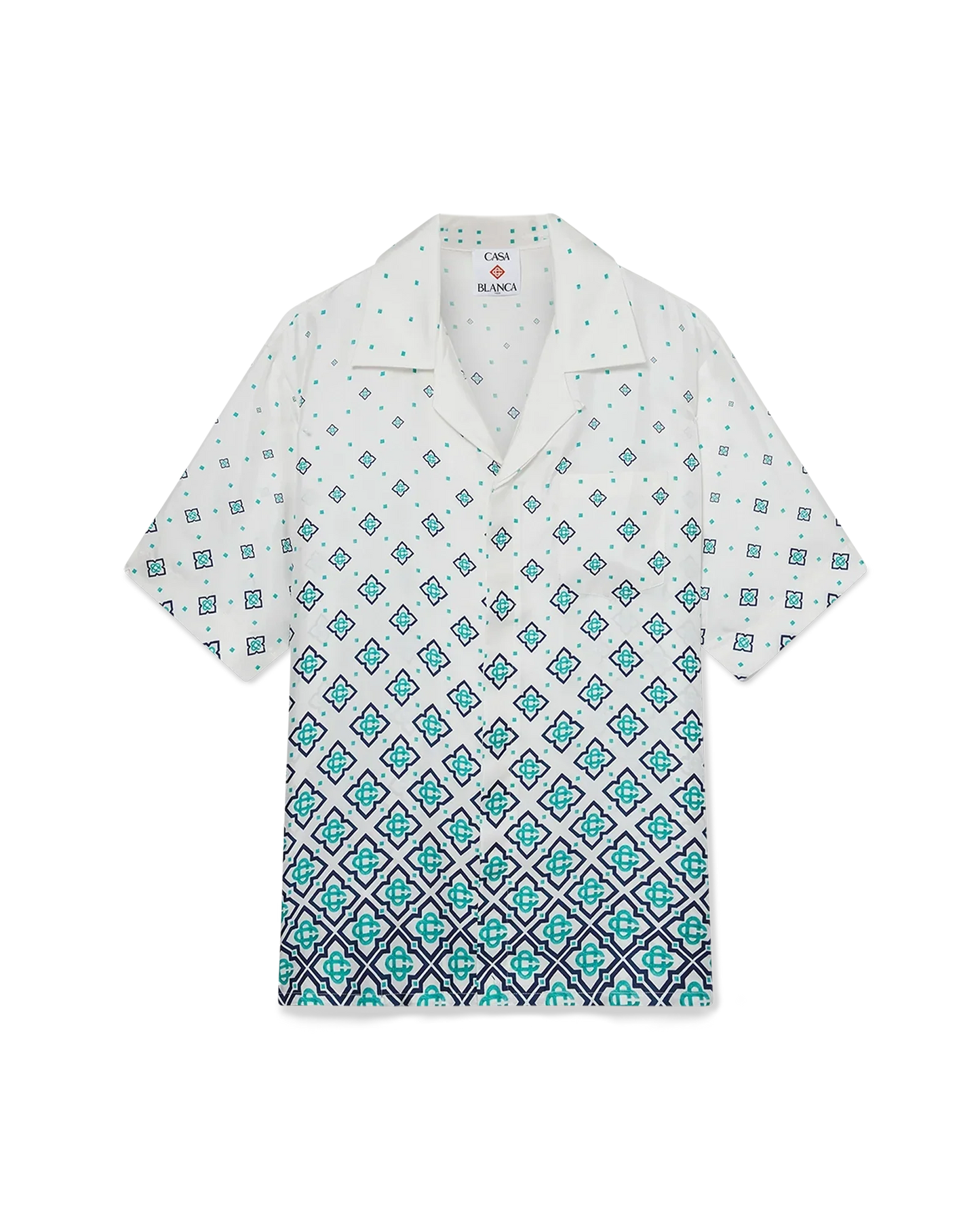 Gradient Monogram Short-Sleeve Silk Shirt