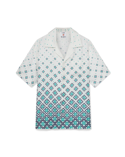 Gradient Monogram Short-Sleeve Silk Shirt