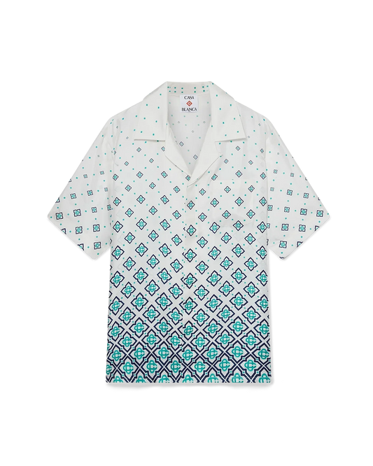 Gradient Monogram Short-Sleeve Silk Shirt