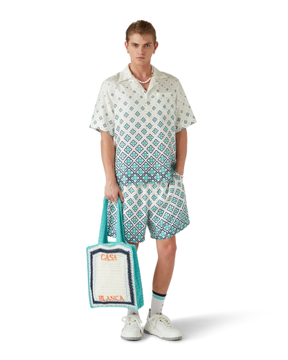 Gradient Monogram Short-Sleeve Silk Shirt
