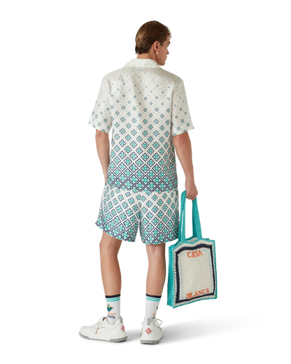 Gradient Monogram Short-Sleeve Silk Shirt