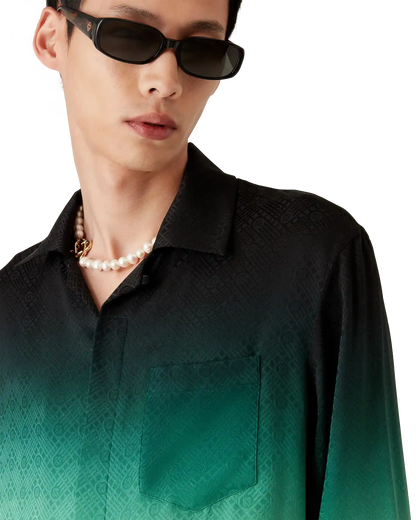 Gradient Ping Pong Jacquard Long Sleeve Silk Shirt