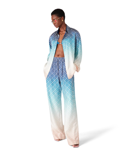Jacquard Gradient Silk Long Sleeve Shirt
