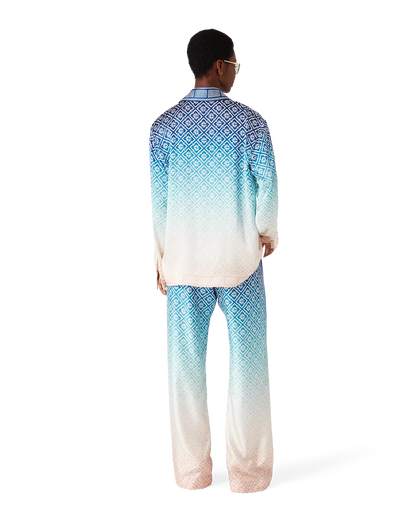 Jacquard Gradient Silk Long Sleeve Shirt