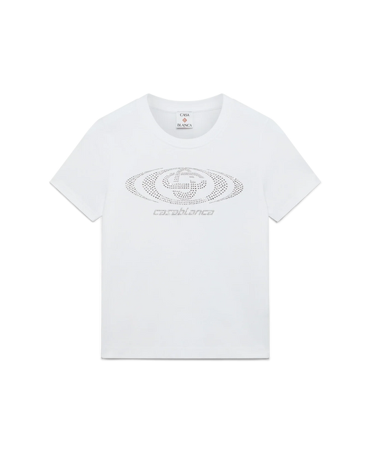 Crystal Warped Logo Fitted Short Sleeve T-Shirt