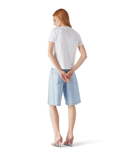 Crystal Warped Logo Fitted Short Sleeve T-Shirt