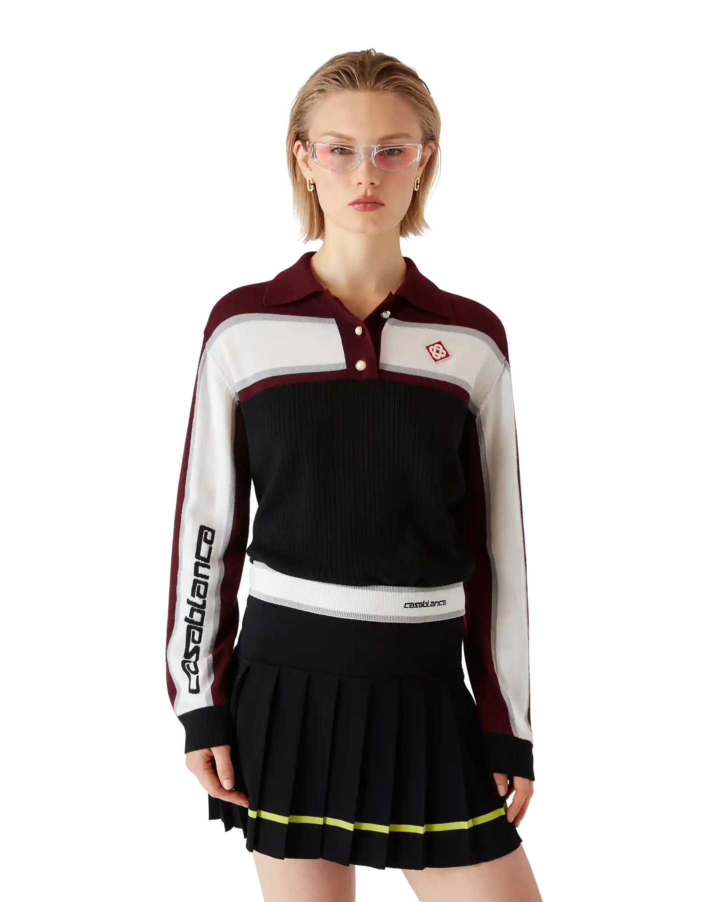 Striped Oversized Long Sleeve Polo Shirt