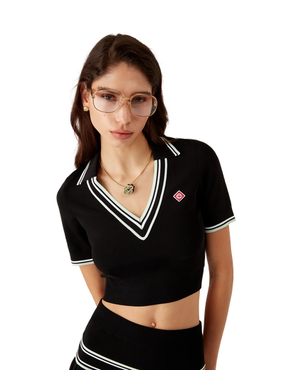 Viscose V-Neck Polo Shirt