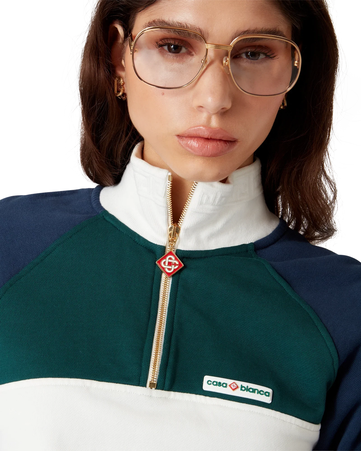 Colourblock Quarter Zip Cropped Sweatshirt