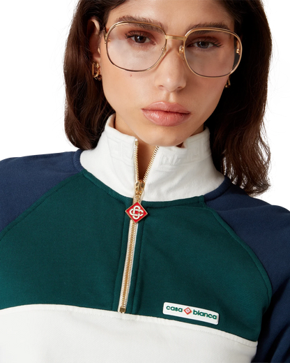 Colourblock Quarter Zip Cropped Sweatshirt