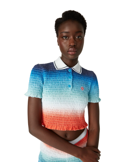 Gradient Cropped Polo Shirt