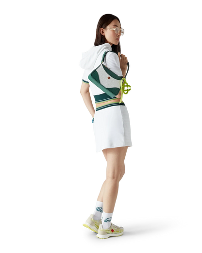 Textured Velour Tennis Cropped Hooded Top