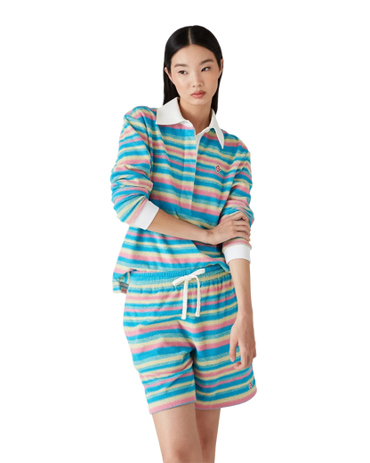 Stripe Towelling Polo Shirt