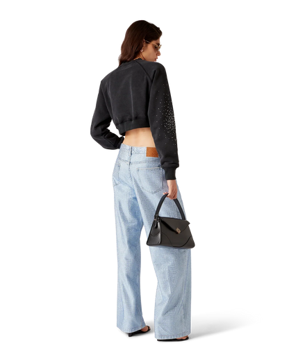 La Pr¨¦monition Crystal Embellished Cropped Sweatshirt
