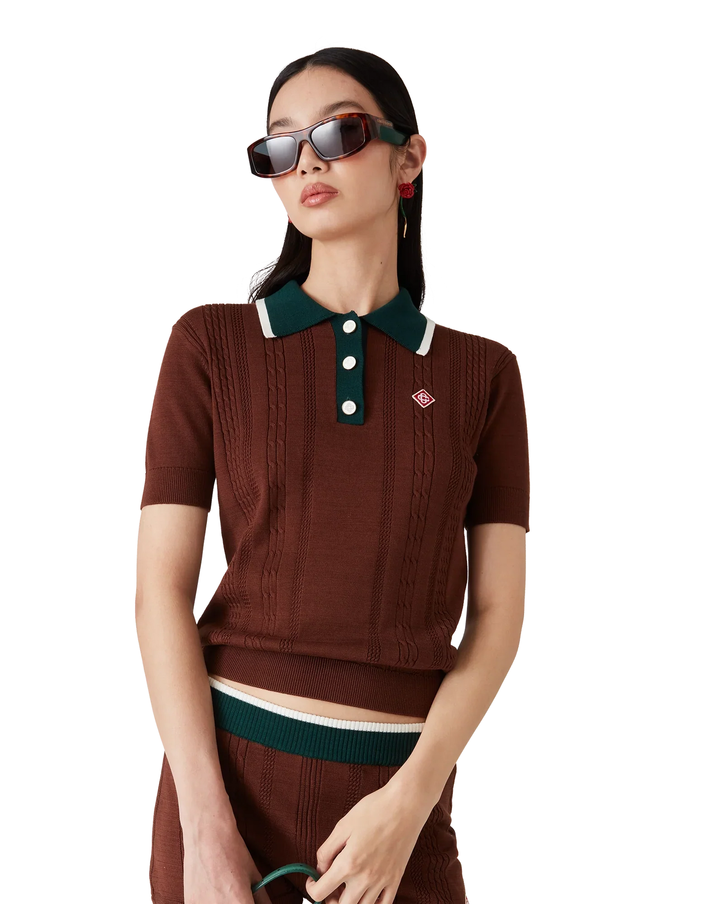 Cable Knit Polo Shirt